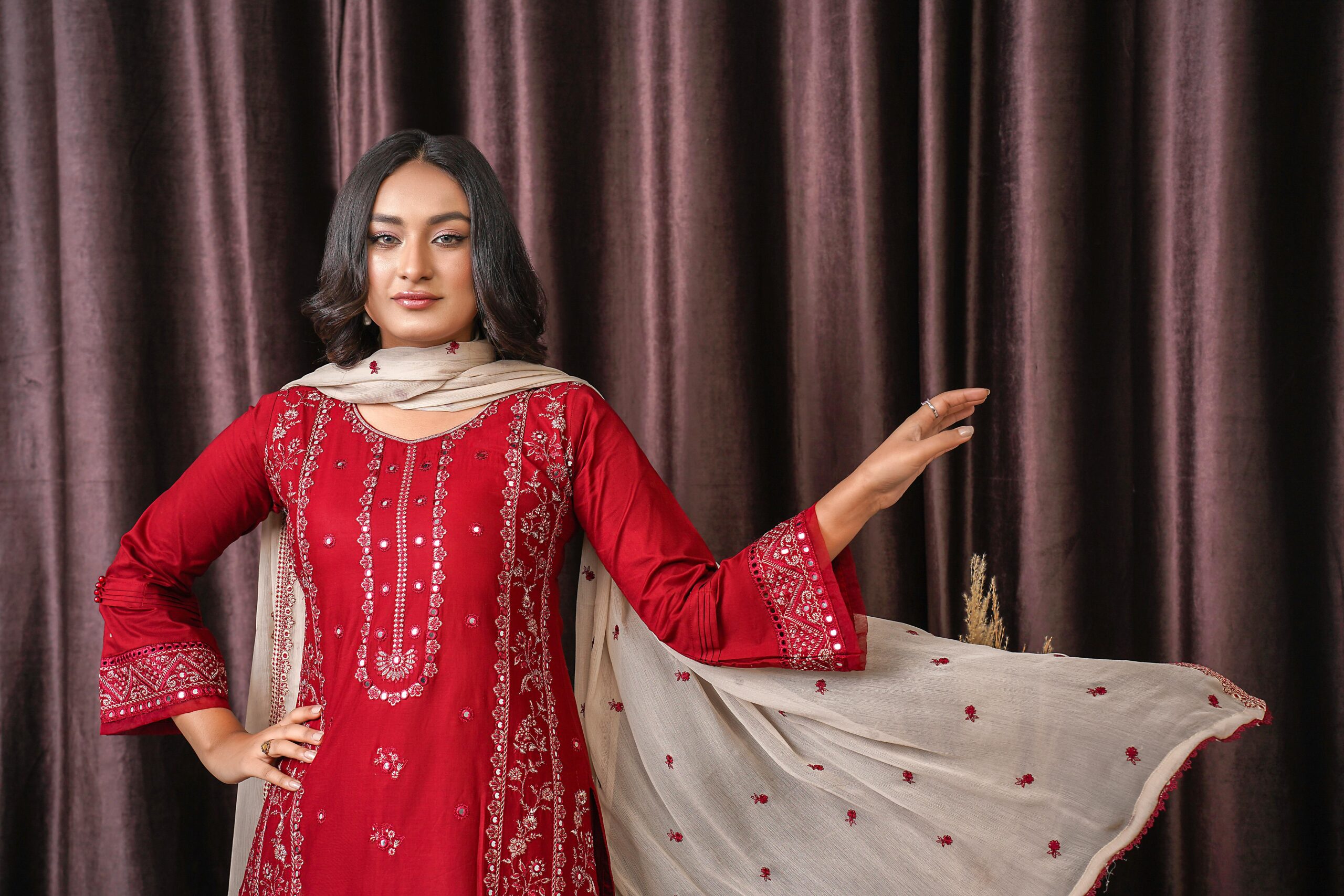 Zarif Embroidered Chiffon